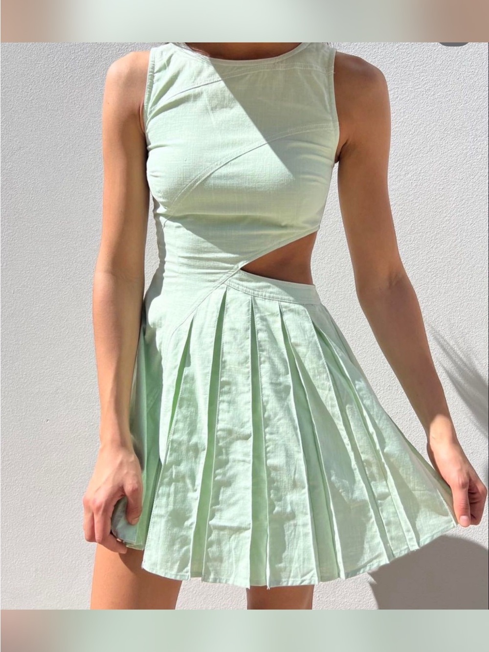 Sabo Skirt Mint Green Cutout Pleated Mini Dress